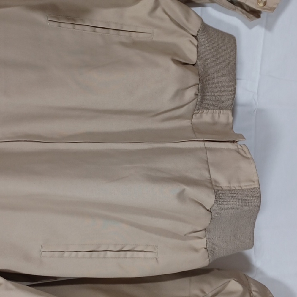 Vintage Lands End Bombers Jacket Coat Size Large Khaki Tan Zips up front - Picture 4 of 8
